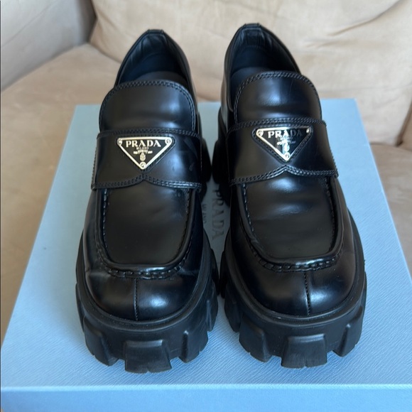 Prada Black Chunky Sole Loafers - Picture 1 of 13